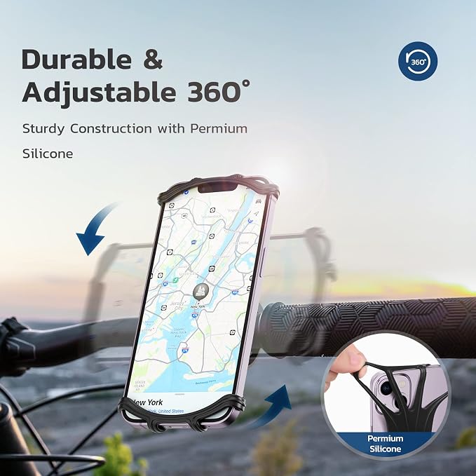 VUP Bike Phone Mount, Universal Bike Cell Phone Holder, 360° Rotatable - Image 2