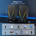 RGB Desktop Speakers with Enhanced Bass, Volume Control & 6 Colorful Lights - Image 3