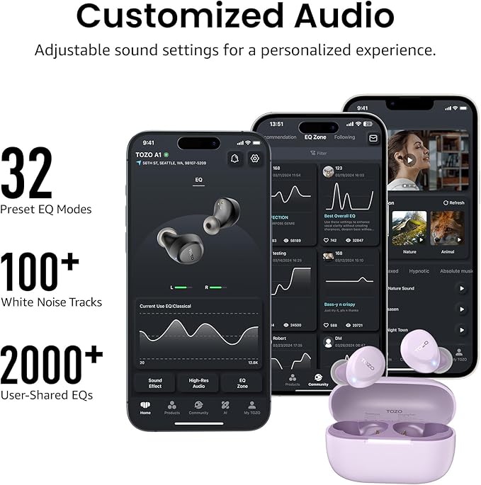 TOZO A1 Wireless Earbuds Bluetooth 5.3 Light Weight in Ear IPX5 Waterproof - Image 7