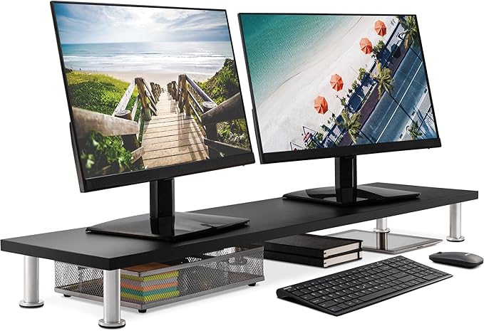 The Original Bamboo Dual Monitor Stand by TheOfficeOasis