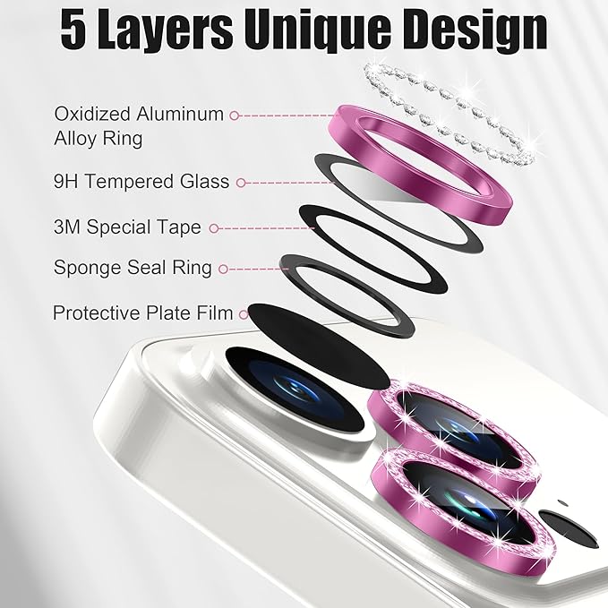 AGVEE 3+3 6 Pack for iPhone 15 Pro 6.1" / 15 Pro Max 6.7" Camera Lens Cover - Image 7