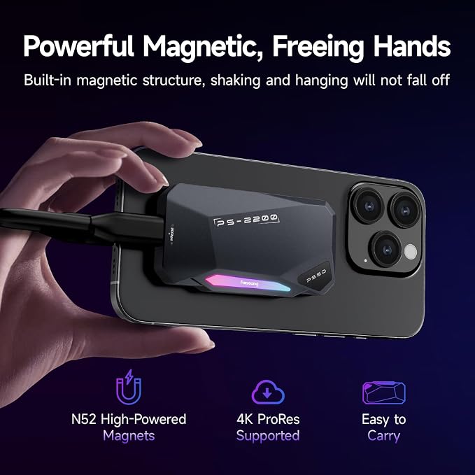 500GB Magnetic Portable SSD, 2050MB/s Type-C USB 3.2 Gen 2x2 External SSD - Image 2