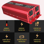 Yinleader 1500 Watts Car Power Inverter 12V to 110V, DC to AC Converter Dual AC - Image 7