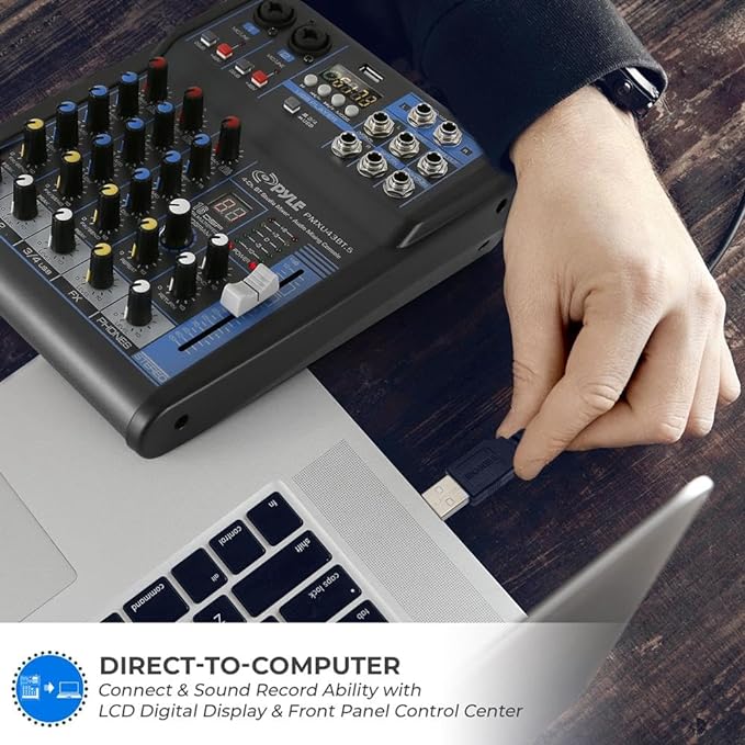 Pyle Professional Audio Mixer Sound Board Console System Interface 4 Channel - Image 5