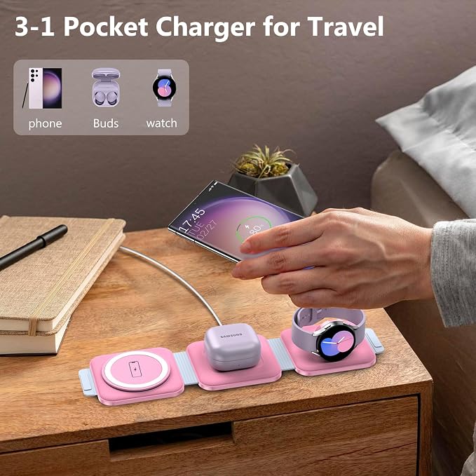 Travel Charger for Samsung Multi Devices, Foldable 3 in 1 Wireless Charging - Image 4