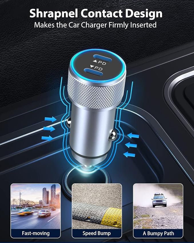 iPhone 16 Car Charger, USB C Fast Car Charger Adapter 2Pack Dual USB C Port - Image 5