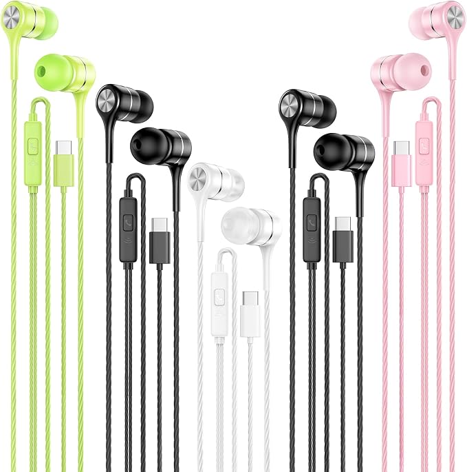 USB C Earbuds with Microphone 5 Pack, in-Ear Wired Headphones with Noise by LWZCAM
