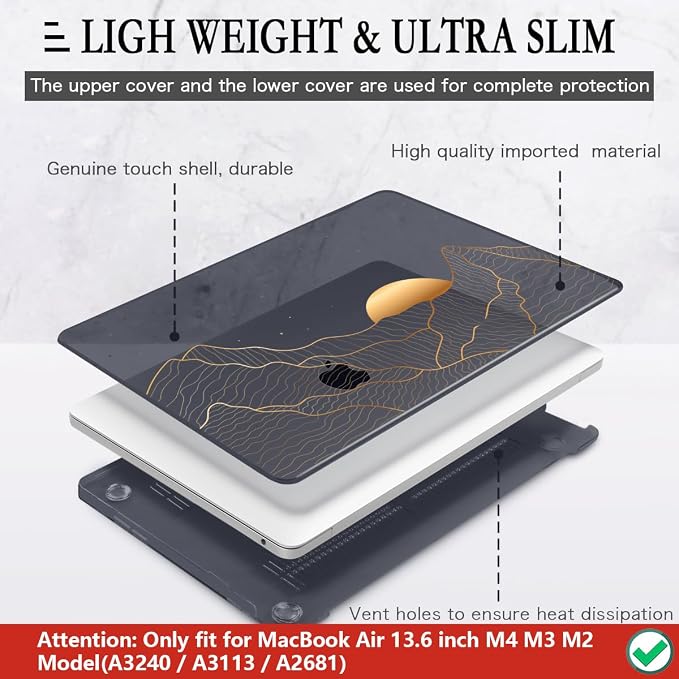 CISSOOK Compatible with MacBook Air 13.6 Inch M4 M3 M2 Case 2022 2023 2024 2025 - Image 4