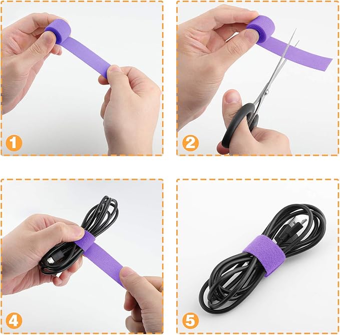 Reusable Fastening Tape Cable Ties 3/4 Inch Double Side Hook Roll - Image 6