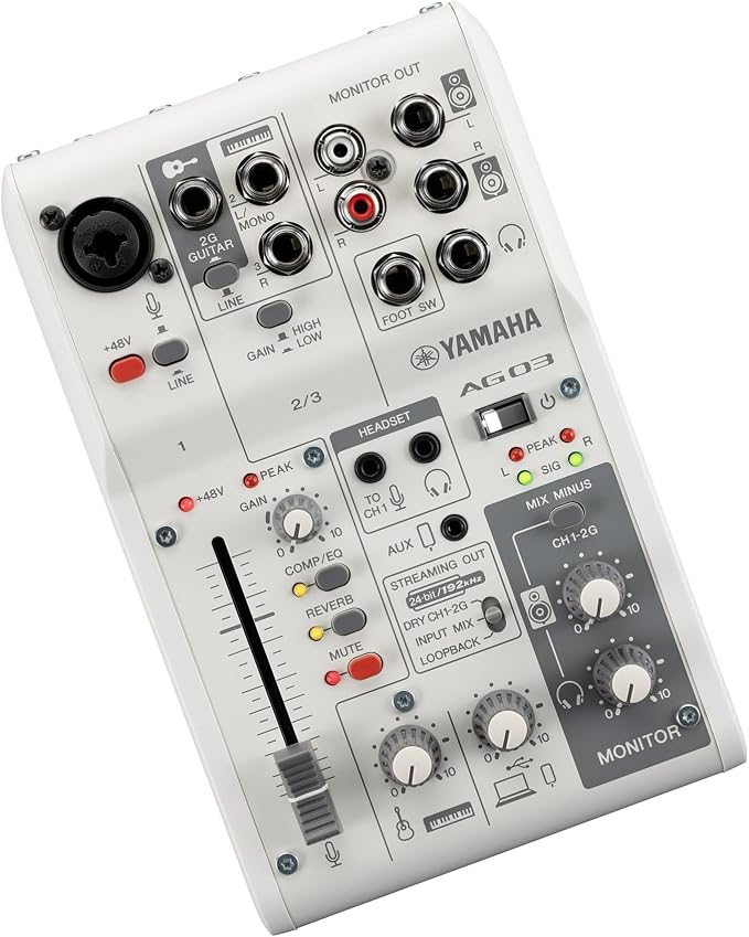 Yamaha AG03MK2 White 6-Channel Live Streaming Loopback Mixer/USB Interface - Image 4