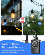 HBN Outdoor Light Timer with Remote Control, Waterproof Light Sensor Timer - Image 4