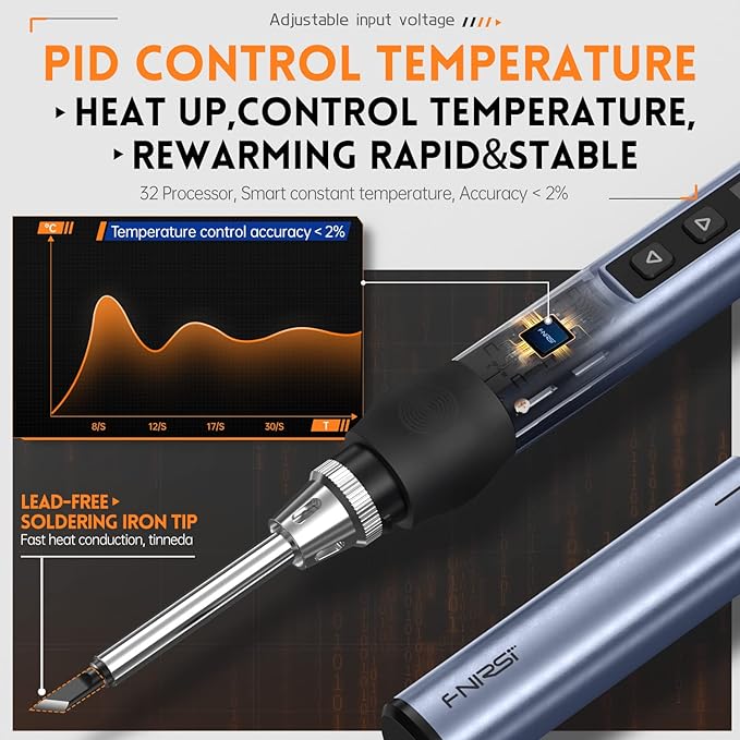 FNIRSI Soldering Iron Kit, DC/PD Mini Digital Soldering Iron, 180-780℉ Fast - Image 5