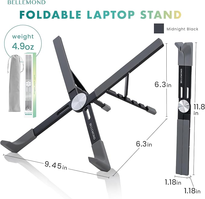 BELLEMOND | X-Shape Laptop Stand – Adjustable Aluminum Riser, 5 Height Levels - Image 9