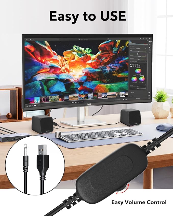 Computer Speakers with Colorful RGB Lights, USB Powered 3.5mm Aux- in Mini PC - Image 2