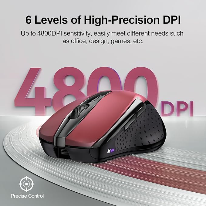 TECKNET Wireless Mouse Rechargeable 4800 DPI Silent USB A & Bluetooth Mouse 6 - Image 5
