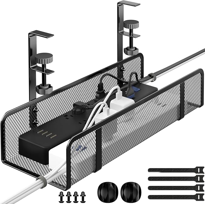 Under Desk Cable Management Tray, Wire Management Desk Cable Organizer Cable by BESTFORYOU