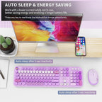 Wireless Keyboard and Mouse Set, 104 Round Keys Full-Size Cute Colorful - Image 4