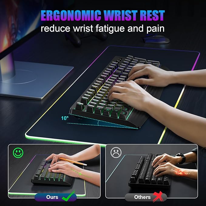 Wireless Gaming Keyboard, RGB & Single-Color Backlit, Full-Size Waterproof - Image 5