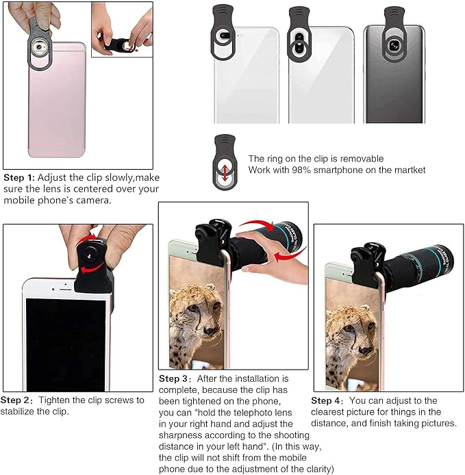 Phone Camera Lens Kit 10 in 1 for iPhone Samsung Pixel Android, 22X Telephoto - Image 6