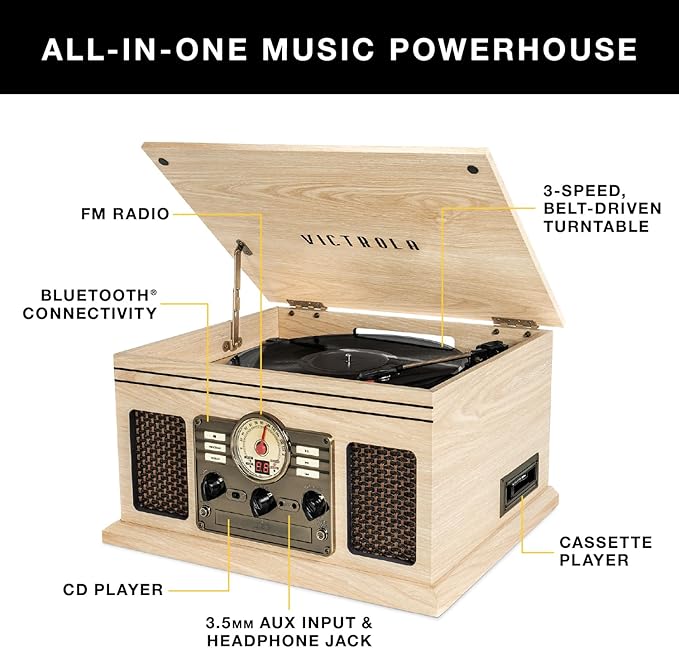 Victrola The Quincy 6-in-1 Bluetooth Record Player & Multimedia Center - Image 2