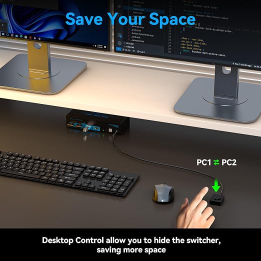 4K@144Hz Displayport KVM Switch 2 Monitors 2 Computers USB3.0 KVM Switch Dual - Image 7