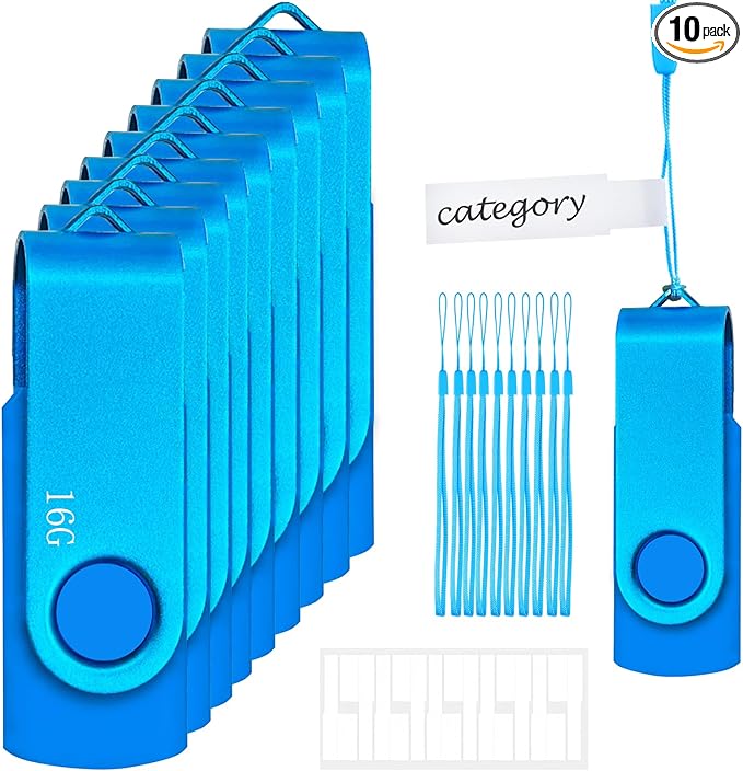 USB Drive 16GB USB 2.0 Flash Drive 10 Pack Nicepicten Pendrive Swivel Thumb Zip by NicepictenUSBFlashDrive