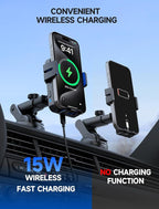 MOKPR Wireless Car Charger, 15W Auto Clamping Car Charger Dash Windshield Air - Image 4