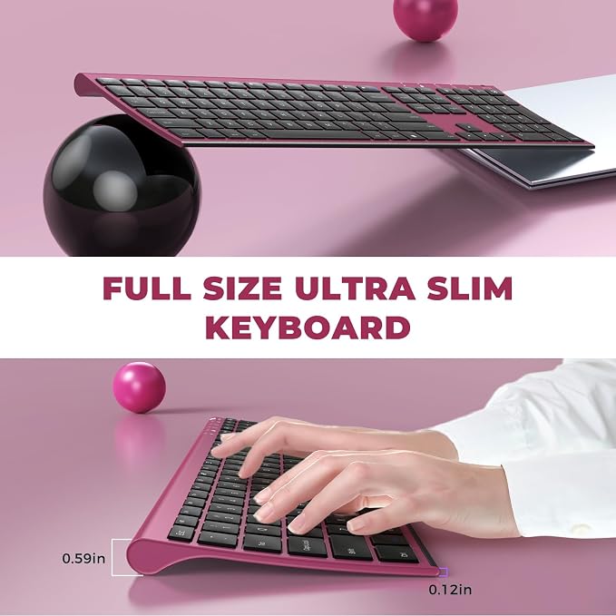 Wireless Keyboard and Mouse, Vssoplor 2.4GHz Rechargeable Compact Quiet - Image 2