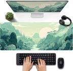 Cute Pastel Mint Green Forest Sage Desk Mat Anime Large Gaming Mouse Pad XL by DSKGSJH