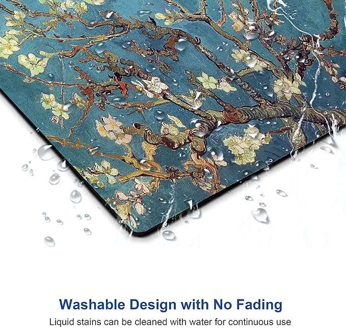 Almond Blossoms Van Gogh Mouse Pad, Oil Painting Flowers Mouse Mat, Square - Image 5