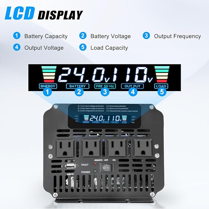 LVYUAN 4000 Watt Power Inverter 24V to 110V 120V - Image 3