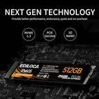 EN605 512GB M.2 SSD, NVMe1.3 PCIe Gen3 x4 SSD TLC, Internal Hard Drive - Image 3