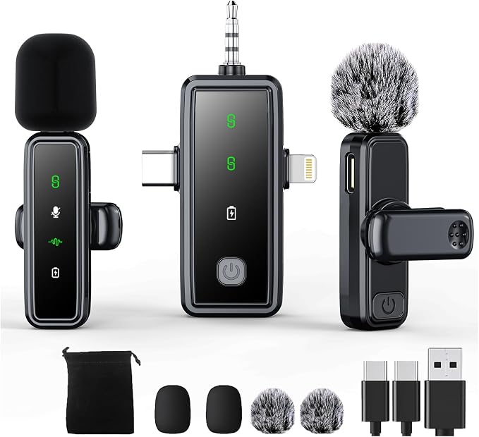 3 in 1 Wireless Lavalier Microphones by ABYLFE