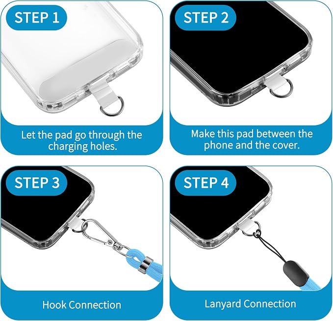 CACOE Phone Lanyard 2 Pcs-1 Pcs Adjustable Neck Strap, 2 Pads, Universal - Image 3