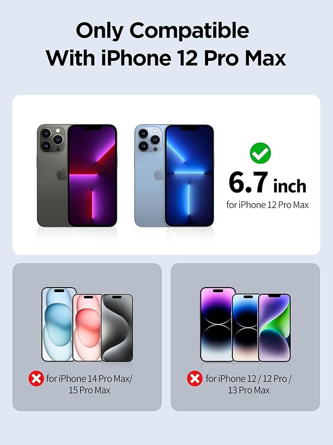 Compatible for iPhone 12 Pro Max Privacy Screen Protector Tempered Glass 6.7 - Image 2