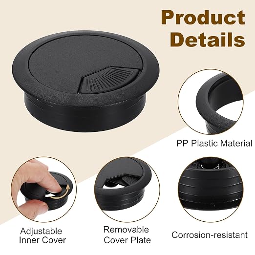 uxcell 8 Pcs 53mm Desk Grommet, Plastic Cable Hole Cover, Wire Cord Cable - Image 3