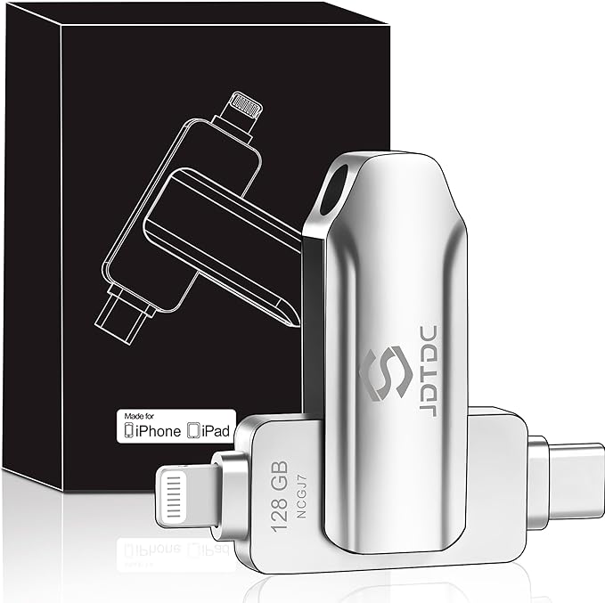 JSL JDTDC MFi Certified 128GB iPhone-16-Photo-Stick USB C & Lightning Flash by JSLJDTDC