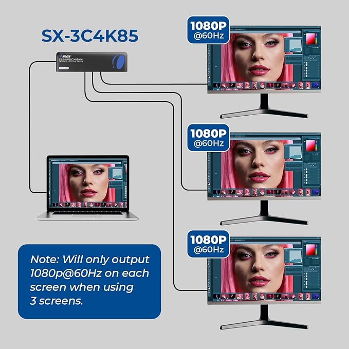 OREI USB C Docking Station Triple Monitor 3 Monitor Dock - Image 7