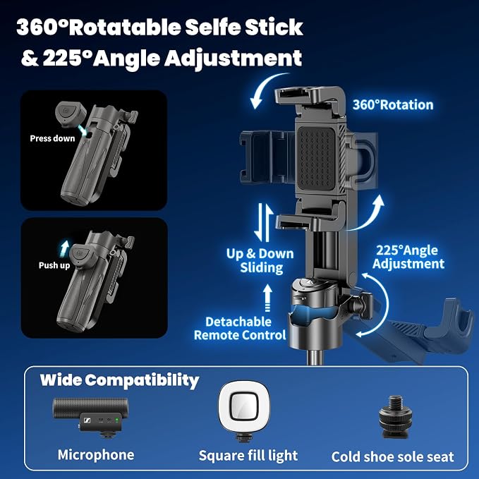 Mini Selfie Stick, Pocket Size Extendable Phone Holder - Image 3