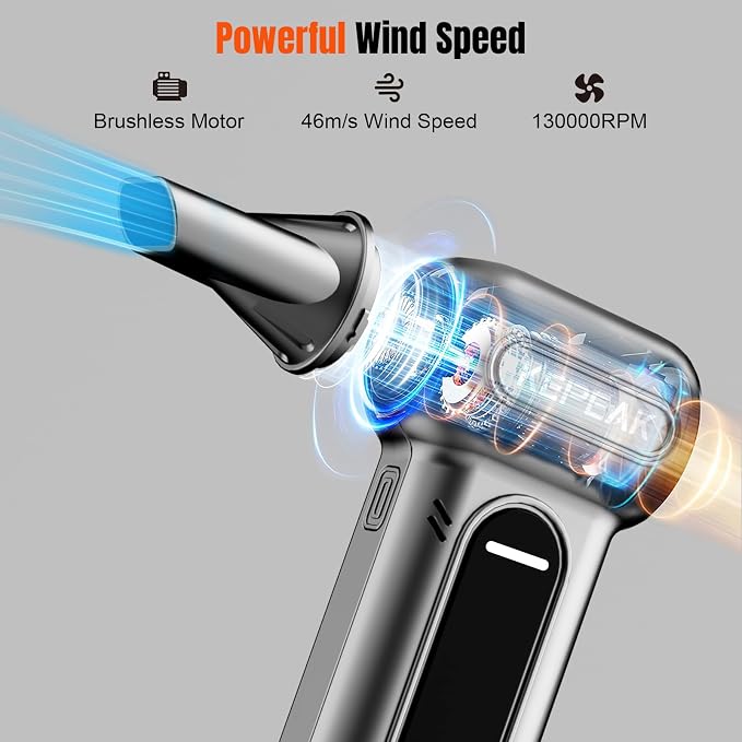 KEPEAK Electric Compressed Air Duster, 130000RPM Cordless Rechargeable Air - Image 2