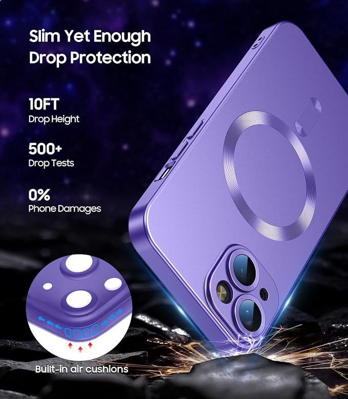 Magnetic for iPhone 15 Case Slim Soft Silicone Bumper Shockproof Metallic Shine - Image 4