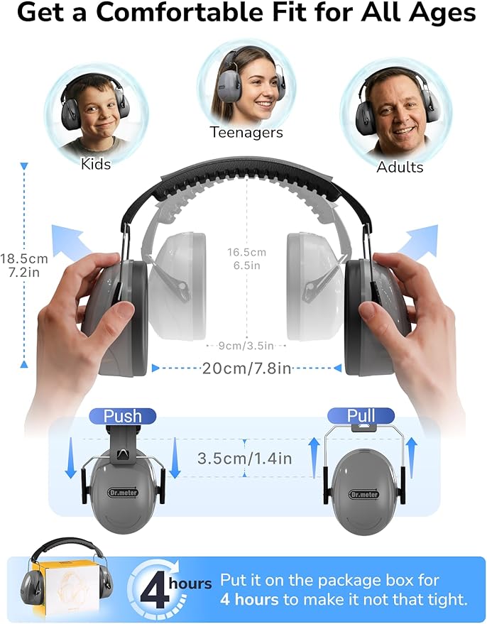Dr.meter Hearing Protection Earmuffs, 31dB Noise Reduction Safety Ear Muffs - Image 9