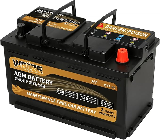 Weize Platinum AGM Battery BCI Group 94R - 12v 80ah H7 Size 94R Automotive - Image 5