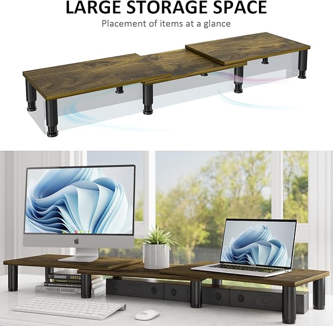 AX WABER Dual Monitor Stand Riser, Monitor Stand - Image 3