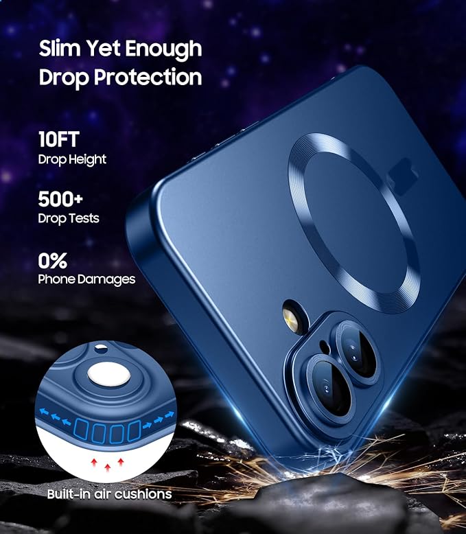 Magnetic for iPhone 16 Plus Case Slim Soft Silicone Bumper Shockproof Metallic - Image 5