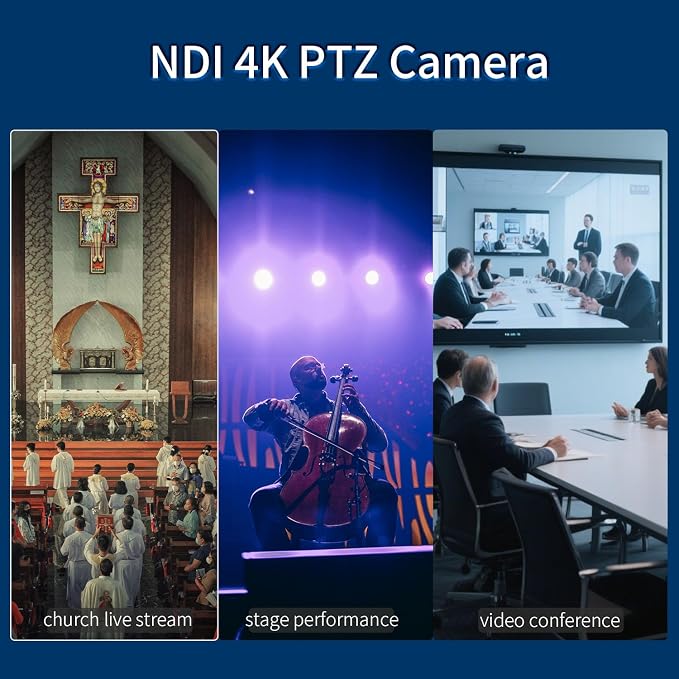 4K NDI PTZ Camera with AI Auto Tracking 21X Optical Zoom HDMI/SDI/USB 3.0/PoE/IP - Image 8