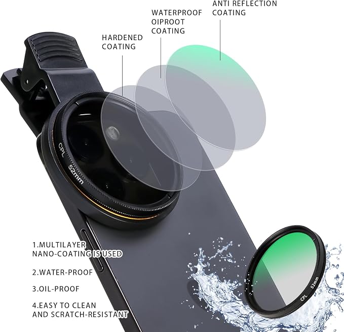 52MM Circular Polarizer Filter, Ultra Slim Multi-Coated CPL Lens Filter - Image 3