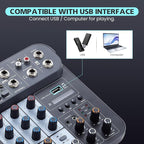 4 Channel DJ Audio Mixer, DJ Mixers Sound Board, Sound Mixer Board XLR 1/4" - Image 7