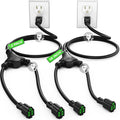 Maximm Extension Cord Splitter 12/3 AWG 1 to 2 Outlet, 14 Inches Indoor/Rated by MaximmCable