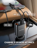 Lamicall Retractable Car Charger USB C Fast Charging 57W Type C Car Phone - Image 3